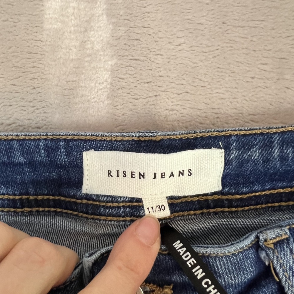 Risen Jeans Womens 11/30 Blue Denim Wide Leg Crop High Rise Everyday Casual - Picture 7 of 12